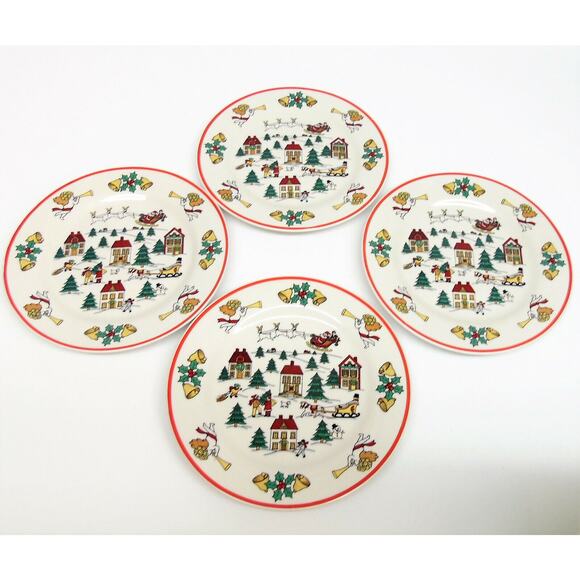 Set (4) JOY OF CHRISTMAS PLATES 7.5" Dessert Salad Jamestown China Action 1987 - Picture 7 of 8